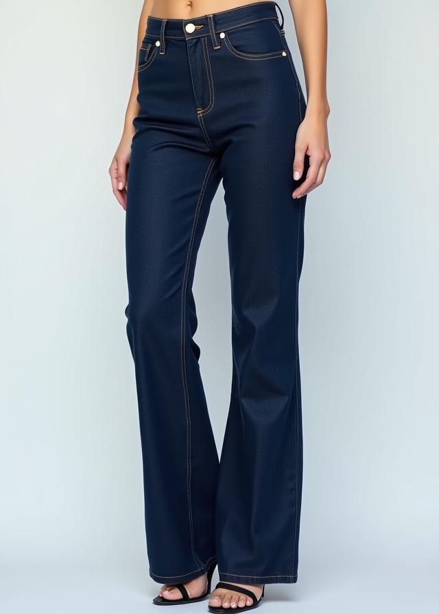 Jeans sartoriali in denim scuro a vita alta.